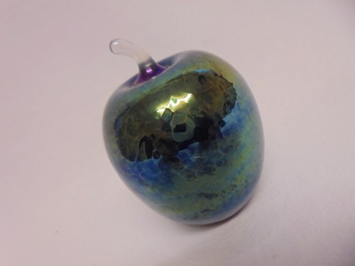 Vintage iridescent glass apple - iridescent,
