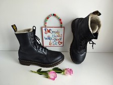 Dr Martens 1460 Serena black 8 zip fur shearling lining boots UK6.5 EU40 US8.5