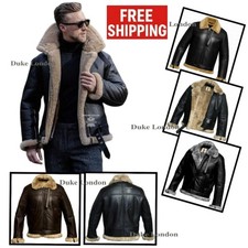 Men’s B3 Raf Real Sheep Skin Leather Jacket Aviator Flying Bomber Coat Lovely 