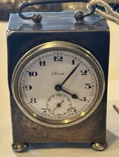 antique miniature Solid Silver Carriage clock In Good Working Condition