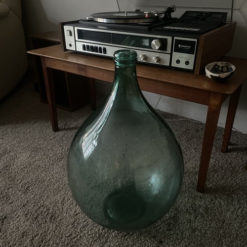 Dark green vintage large glass - vintage,