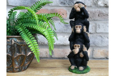 30cm Monkey Totem Chimpanzee Chimp Figurine Ornament Gift See Hear Speak No Evil