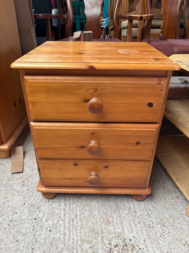 Brown pine bedside cabinet - pine,