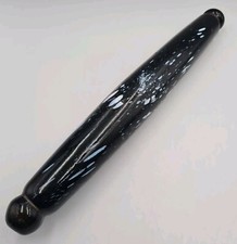 Antique Vintage Victorian Nailsea Glass Black White Fleck Rolling Pin