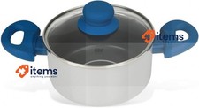 Tasty Stock Pot & Glass Lid Ø16cm, 1500ml, Casserole Dish Blue/Grey – 1500 ML
