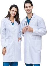WHITE STANDARD CLASSIC LAB COAT HYGIENE WAREHOUSE LABORATORY DOCTORS MEDICAL UK.