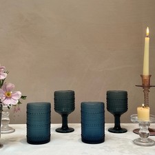 6 x Blue Bobble Goblet Wine