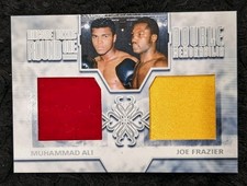 2010 Muhammad Ali + Joe Frazier FIGHT/TRAINING WORN Swatch Boxing Card LE 1/30