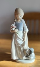 LLADRO Nao Girl with Dog Puppy