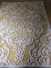 Large Gold Wool Rug . 7ft x5ft