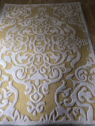 Large gold wool rug - gold,