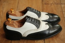 Alfred Sargent White Black Leather Oxford Brogue Shoes Men's UK 9.5 F US 10.5