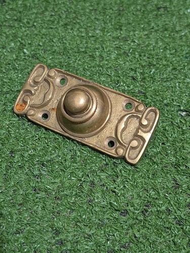 Ornate brass door bell push - ornate,