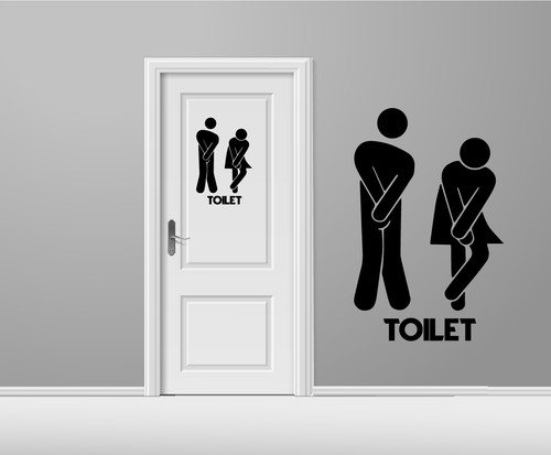Toilet door sign sticker man - toilet,