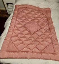 Vintage Pink Feather Filled Eiderdown 109cm by 150cm Long - bit tired in places