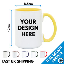 15oz Large Custom Printed Colour Mug • Cup Gift Text Photo Image & Logo Mugs