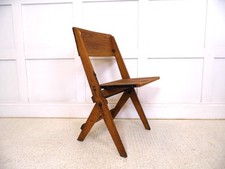 Vintage antique 1940s Folding Oak church chapel school chair side chair design