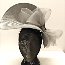 silver grey large straw bow