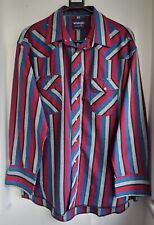Vintage Men's Wrangler Striped Western Cowboy Shirt Snaps 49"-124.5cm L (96WR)