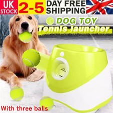 Dog Toys Ball Launcher Thrower Automatic Tennis Fetch Throwing Machine + 3 Balls