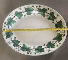Wedgwood Napoleon Ivy Green Trim 14" Oval Serving Platter Dish Meat Plate🎄 
