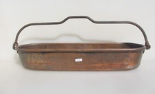 Antique Copper Pan Fish Kettle Poacher Trough Tub Old Iron Handle Pot 23"L