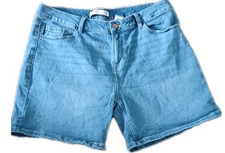 Ladies Blue Button zip Fastening Jean Boy Short Mid Rise Shorts Size 18