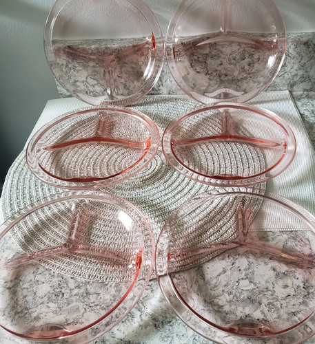 Rose pink depression glass - 6~rose/pink,