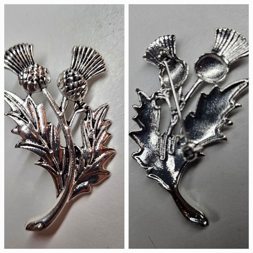 Scottish thistle metal brooch - metal,