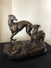 GREYHOUNDS STUNNING BRONZE STATUE HOT CAST SCULPTURE DECOR