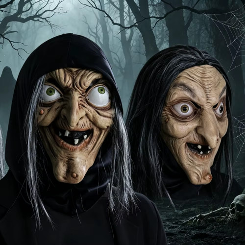 Realistic evil witch mask - mask, with