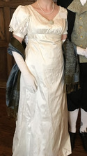 Handmade SILK Bridgerton Regency Jane Austen White Wedding Gown Dress—Size M