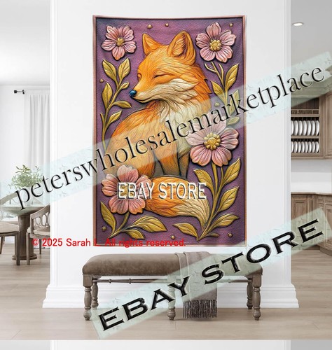 Fox wall tapestry floral - tapestry,