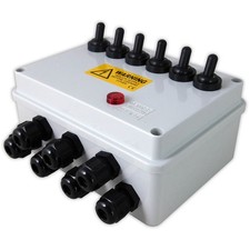 GARDEN SWITCH BOX 6 WAY OUTDOOR SOCKET POND WEATHERPROOF PUMP FILTER FISH WATER