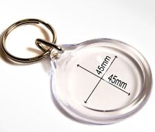 Large Blank Round Keyring Keychain Printed Insert/Photo - Plastic 50mm Dia