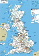 UK Map of England, Wales, Road