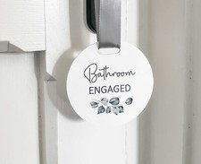 Bathroom Toilet Engaged Vacant Door Sign With Eucalyptus Design Doors No Lock