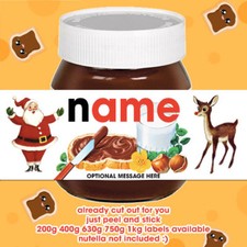  Personalised to fit Nutella Label Sticker Gift Novelty Christmas Xmas Santa Eve