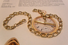 Pocket Watch Chain 10ct Rose Rolled Gold Antique 1890 Victorian Albert & T Bar