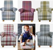 Children's Armchairs in Porter & Stone Balmoral Tartan Fabric Kids Girls Boys