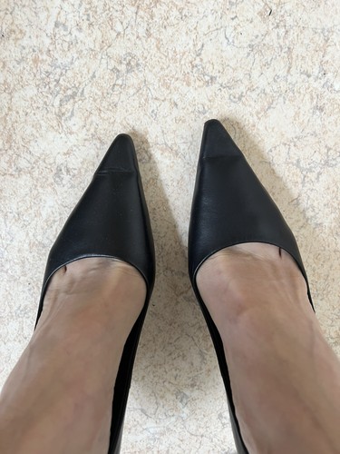 Zara black leather stiletto - leather,