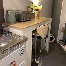 Tall Dining Bar Table 4 Shelves Oak Brown Kitchen Island Counter Breakfast Table