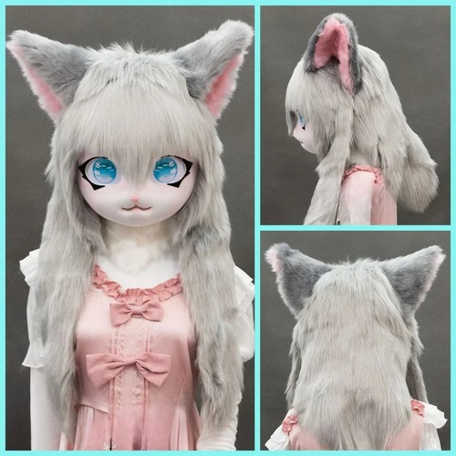 Cute kig head mask grey - head,