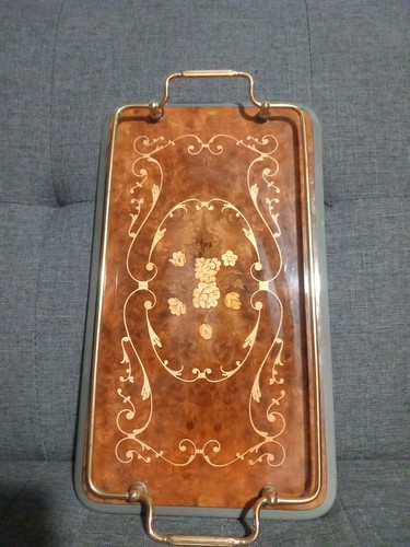 Vintage floral wood serving - floral,