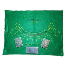 Reversible Blackjack and Poker Baize Felt Cloth Mat Card Game Casino Pontoon