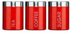 Set of 3 Tea Coffee Sugar Kitchen Storage Canisters Jars Pots Containers Tins 