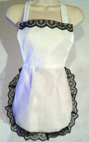 Ladies white full apron pinny - white,