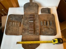 MOTORCYCLE LEATHER ANTIQUE VETERAN VINTAGE TOOL WALLET ROLL FLAT TANK ERA