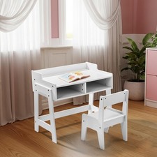 Desk and Chair Set Children Study Table &Chair Writing Table Set with 2 Storage