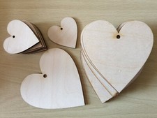 Wooden Wood Heart Shape Tag Wood Craft Blanks Ply & MDF Bunting 3mm thick